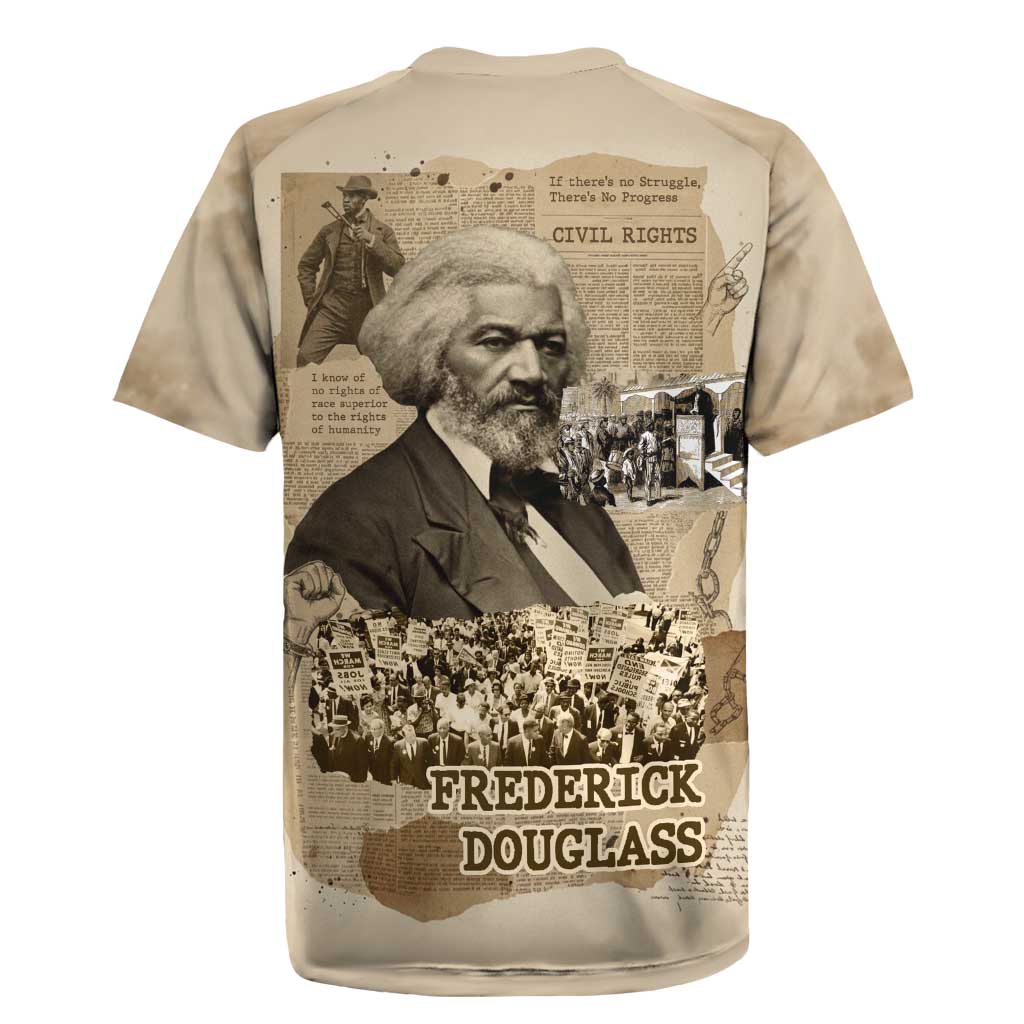 Frederick Douglass Rugby Jersey Sepia Newspaper Collage Civil Rights March Historic Quote Design TS04