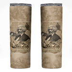 Frederick Douglass Skinny Tumbler Sepia Newspaper Collage Civil Rights March Historic Quote Design - African Pride