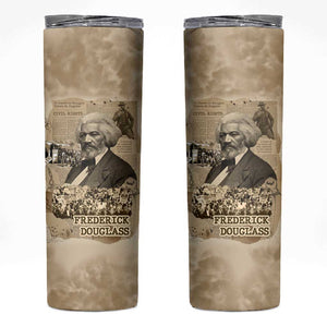 Frederick Douglass Skinny Tumbler Sepia Newspaper Collage Civil Rights March Historic Quote Design - African Pride