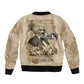 Frederick Douglass Sleeve Zip Bomber Jacket Sepia Newspaper Collage Civil Rights March Historic Quote Design - African Pride