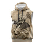 Frederick Douglass Sleeveless Hoodie Sepia Newspaper Collage Civil Rights March Historic Quote Design - African Pride