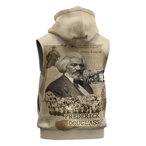 Frederick Douglass Sleeveless Hoodie Sepia Newspaper Collage Civil Rights March Historic Quote Design - African Pride