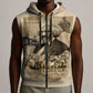 Frederick Douglass Sleeveless Zip Hoodie Sepia Newspaper Collage Civil Rights March Historic Quote Design - African Pride