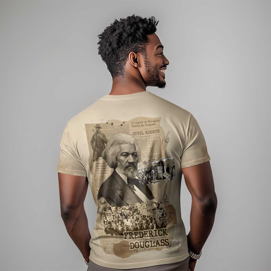 Frederick Douglass T shirt Sepia Newspaper Collage Civil Rights March Historic Quote Design TS04