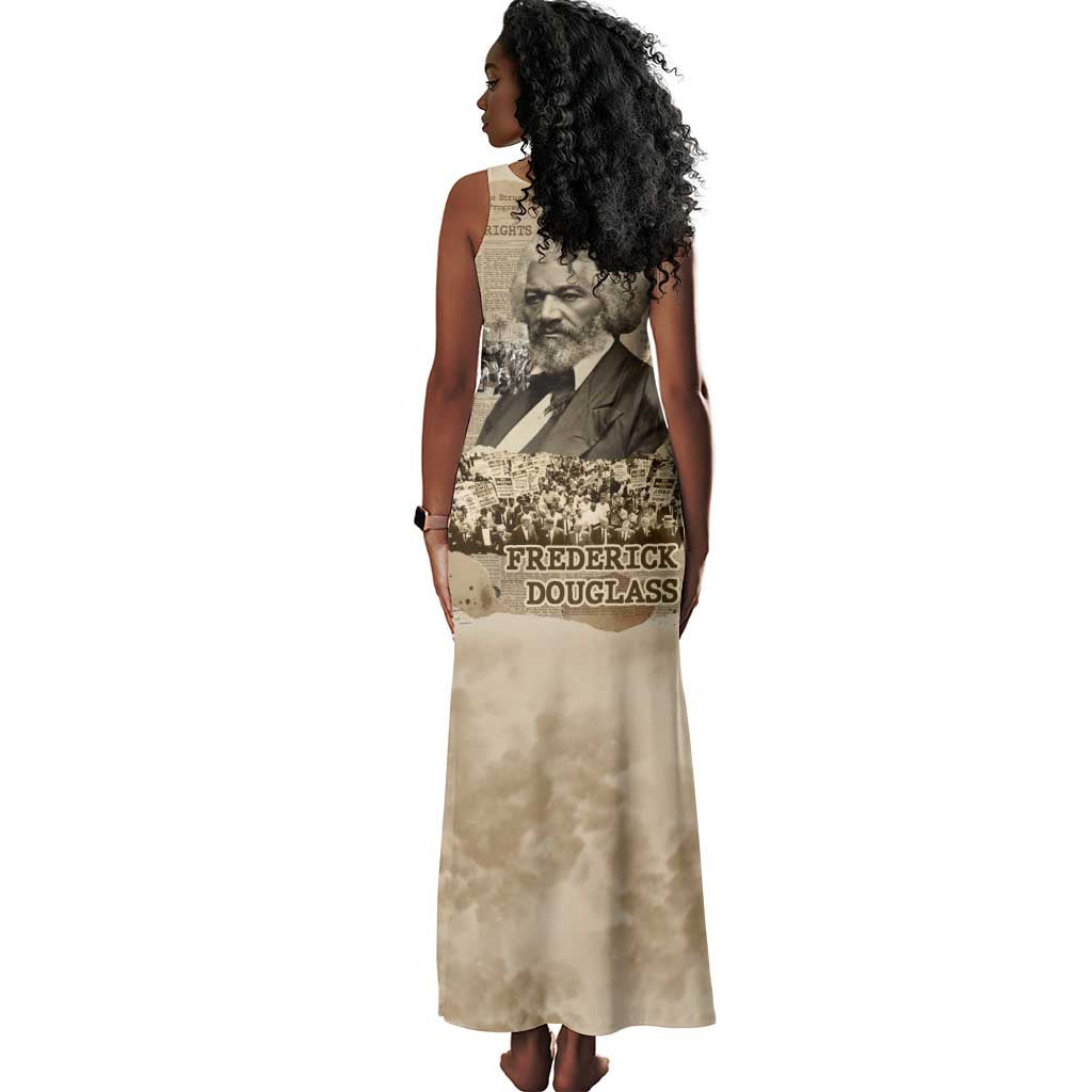 Frederick Douglass Tank Maxi Dress Sepia Newspaper Collage Civil Rights March Historic Quote Design - African Pride