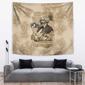 Frederick Douglass Tapestry Sepia Newspaper Collage Civil Rights March Historic Quote Design - African Pride