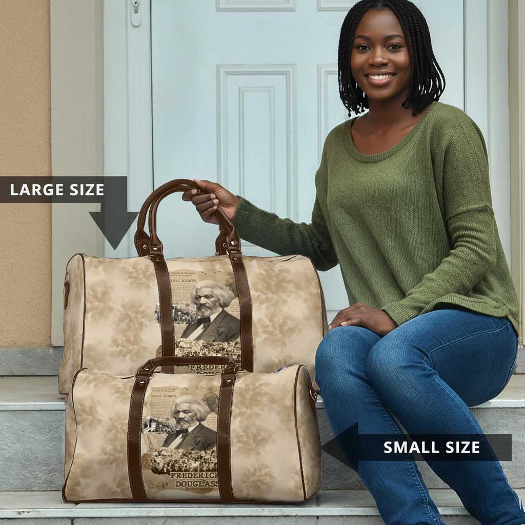 Frederick Douglass Travel Bag Sepia Newspaper Collage Civil Rights March Historic Quote Design - African Pride