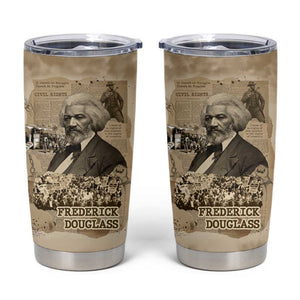 Frederick Douglass Tumbler Cup Sepia Newspaper Collage Civil Rights March Historic Quote Design - African Pride