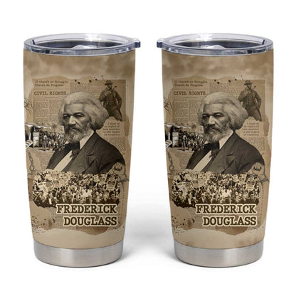 Frederick Douglass Tumbler Cup Sepia Newspaper Collage Civil Rights March Historic Quote Design - African Pride