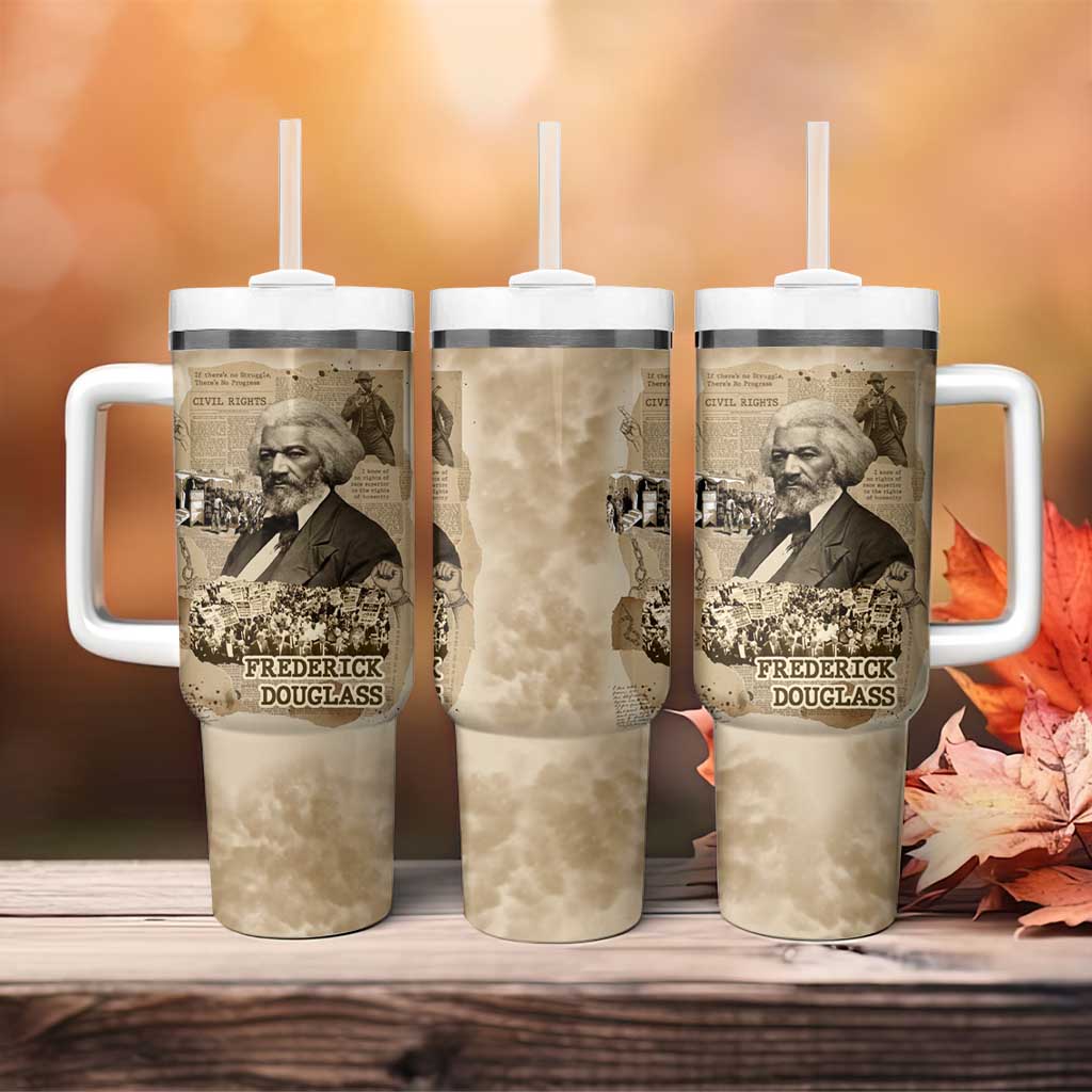 Frederick Douglass Tumbler With Handle Sepia Newspaper Collage Civil Rights March Historic Quote Design - African Pride