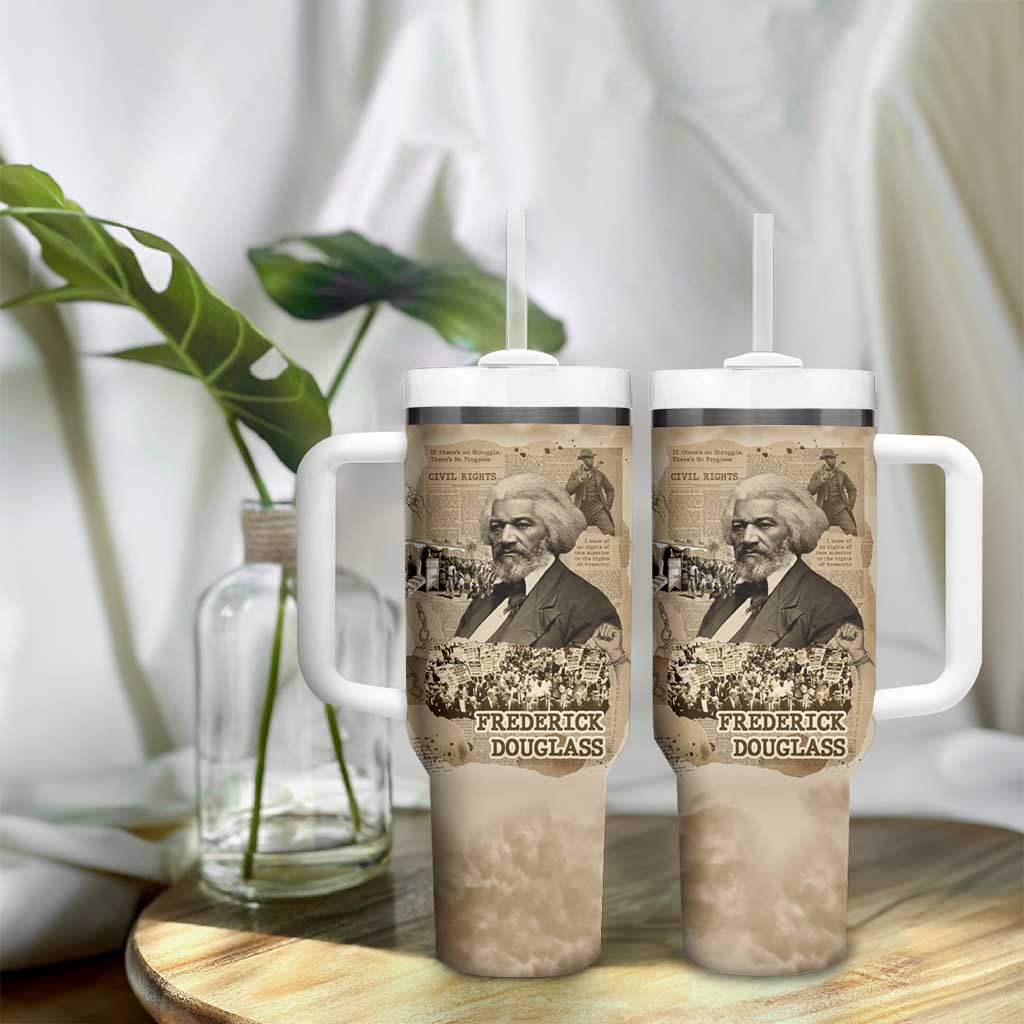 Frederick Douglass Tumbler With Handle Sepia Newspaper Collage Civil Rights March Historic Quote Design - African Pride