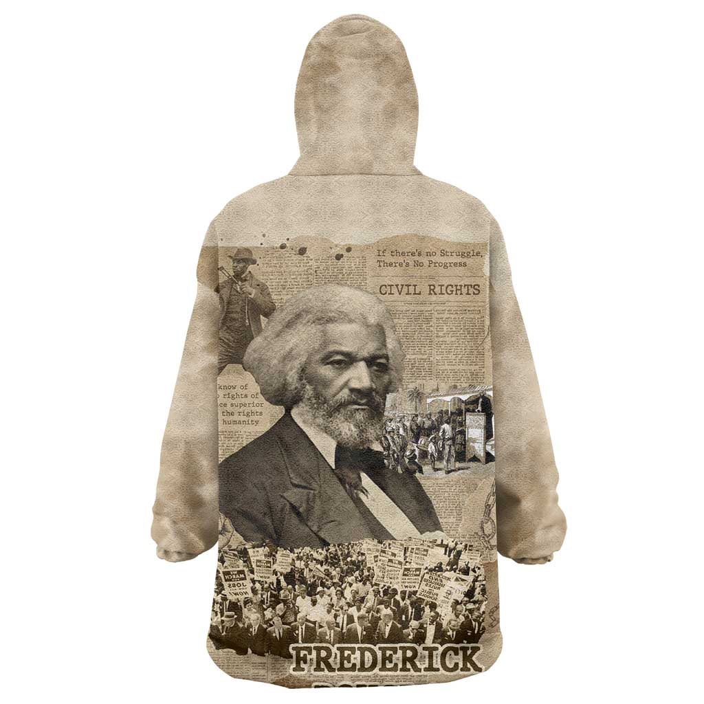 Frederick Douglass Wearable Blanket Hoodie Sepia Newspaper Collage Civil Rights March Historic Quote Design - African Pride