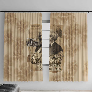 Frederick Douglass Window Curtain Sepia Newspaper Collage Civil Rights March Historic Quote Design - African Pride