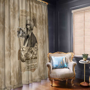 Frederick Douglass Window Curtain Sepia Newspaper Collage Civil Rights March Historic Quote Design - African Pride