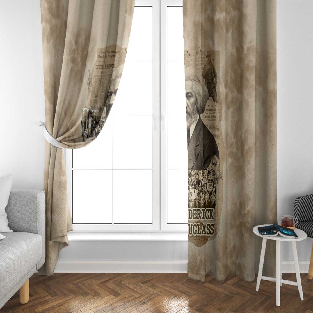 Frederick Douglass Window Curtain Sepia Newspaper Collage Civil Rights March Historic Quote Design - African Pride