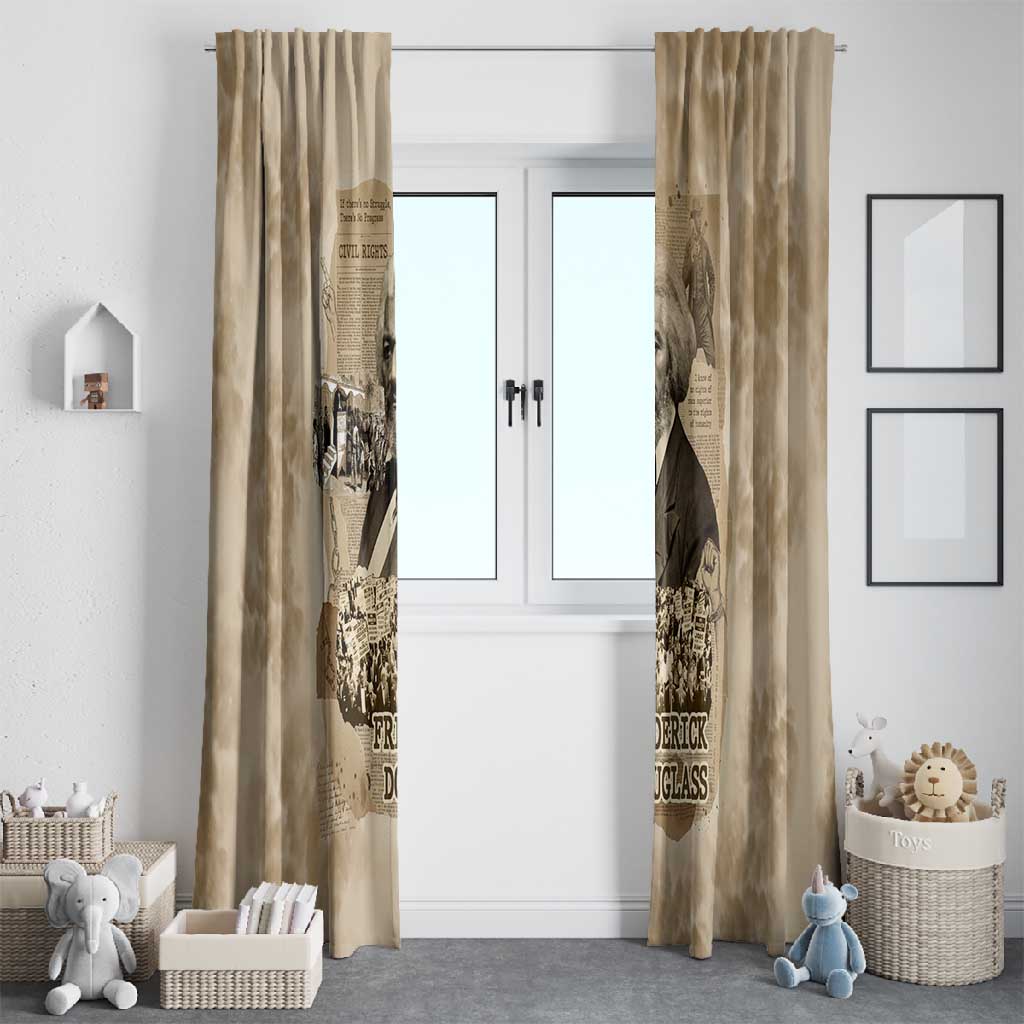 Frederick Douglass Window Curtain Sepia Newspaper Collage Civil Rights March Historic Quote Design - African Pride
