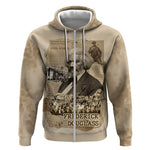 Frederick Douglass Zip Hoodie Sepia Newspaper Collage Civil Rights March Historic Quote Design - African Pride
