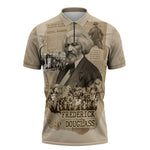 Frederick Douglass Zipper Polo Shirt Sepia Newspaper Collage Civil Rights March Historic Quote Design - African Pride