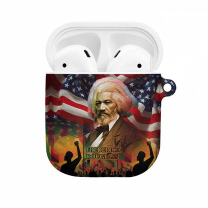 Frederick Douglass AirPods Case American Flag Background Powerful Quote Build Strong Children Civil Rights Tribute - African Pride