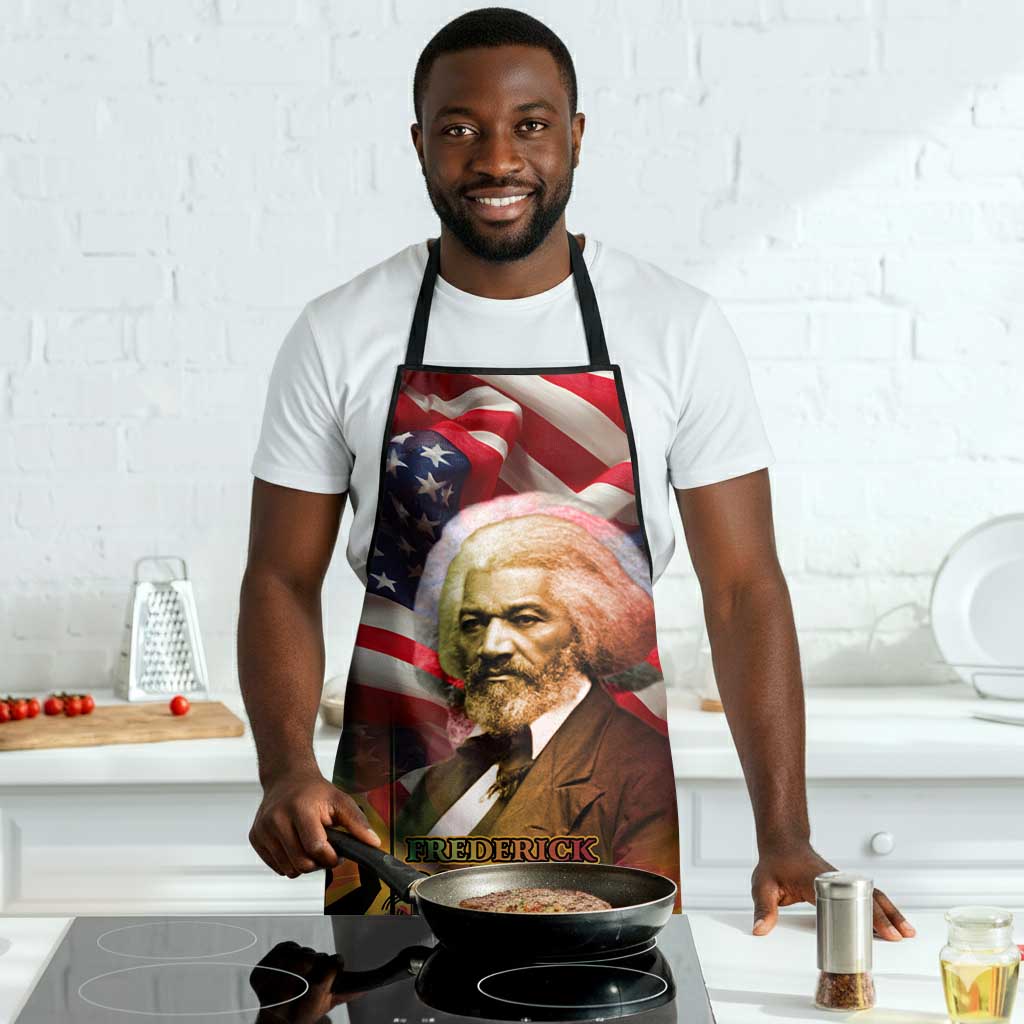 Frederick Douglass Apron American Flag Background Powerful Quote Build Strong Children Civil Rights Tribute - African Pride