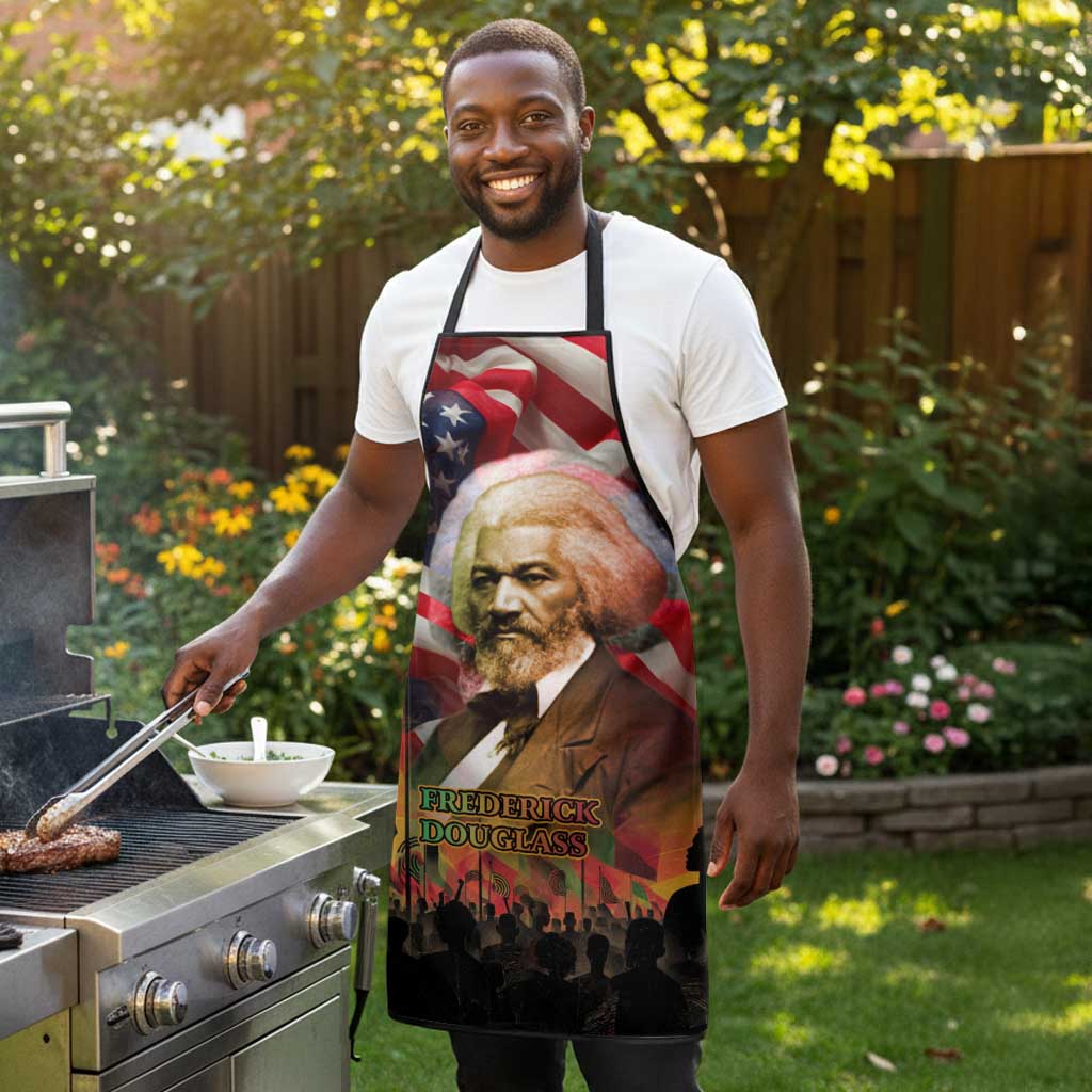 Frederick Douglass Apron American Flag Background Powerful Quote Build Strong Children Civil Rights Tribute - African Pride