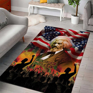 Frederick Douglass Area Rug American Flag Background Powerful Quote Build Strong Children Civil Rights Tribute - African Pride