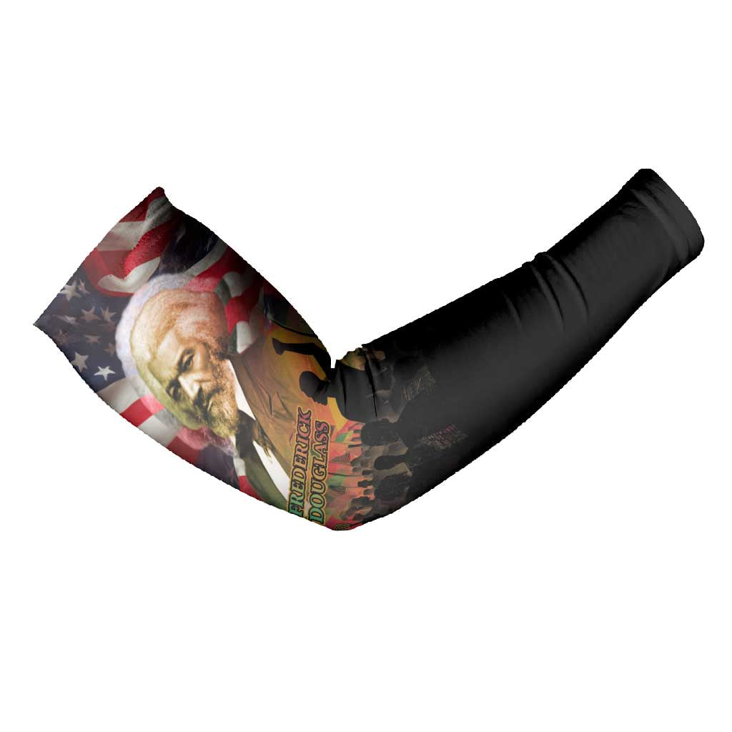 Frederick Douglass Arm Sleeves American Flag Background Powerful Quote Build Strong Children Civil Rights Tribute - African Pride