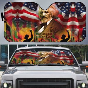 Frederick Douglass Auto Sun Shade American Flag Background Powerful Quote Build Strong Children Civil Rights Tribute - African Pride