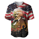 Frederick Douglass Baseball Jersey American Flag Background Powerful Quote Build Strong Children Civil Rights Tribute TS04