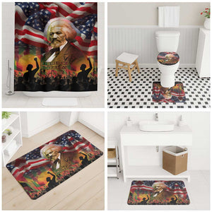 Frederick Douglass Bathroom Set American Flag Background Powerful Quote Build Strong Children Civil Rights Tribute - African Pride