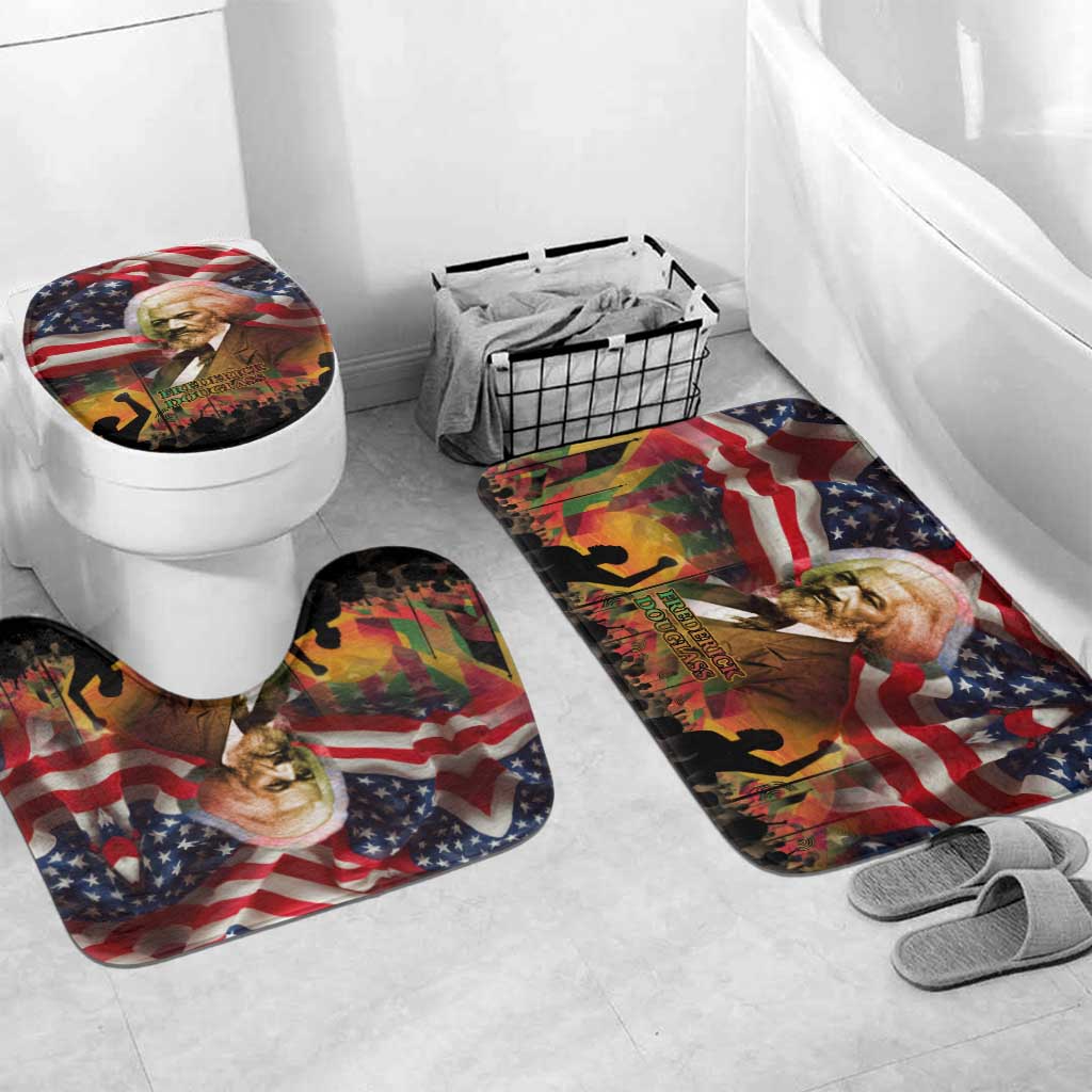 Frederick Douglass Bathroom Set American Flag Background Powerful Quote Build Strong Children Civil Rights Tribute - African Pride
