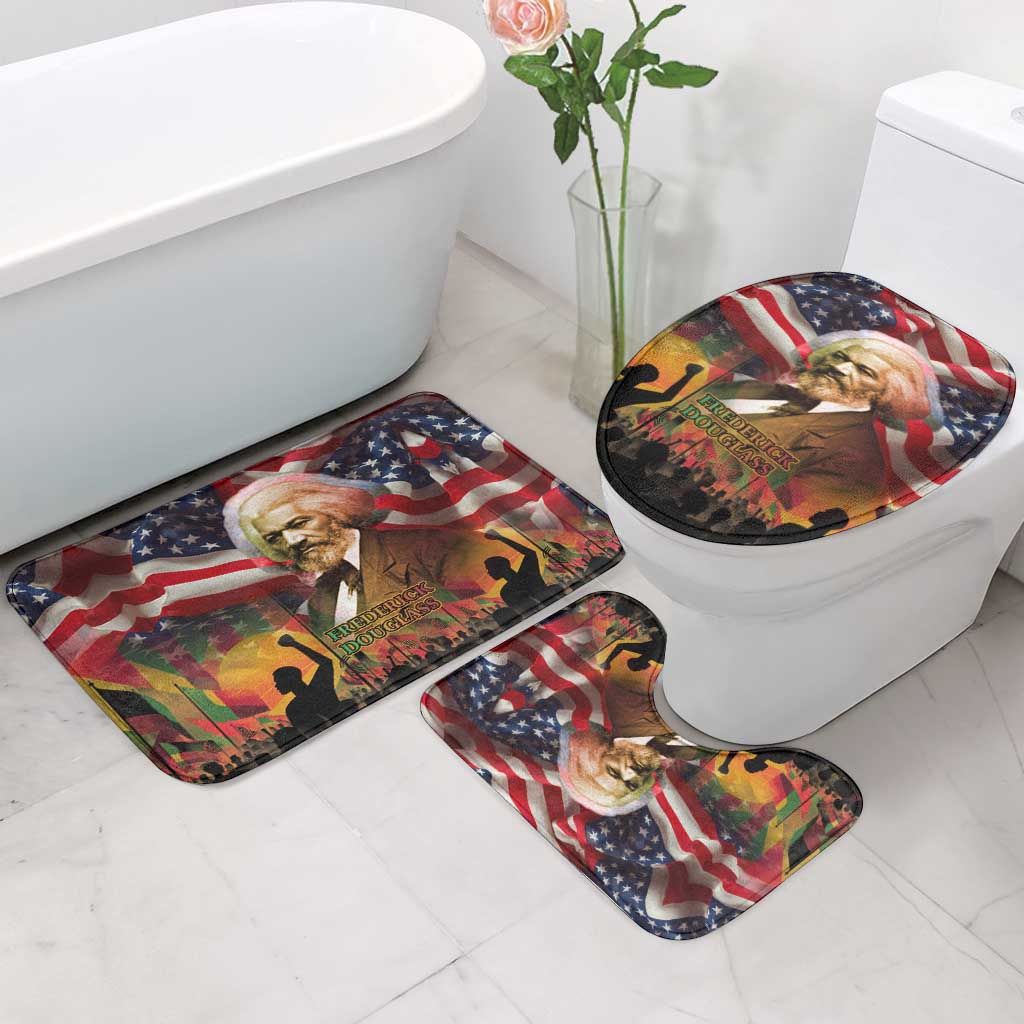 Frederick Douglass Bathroom Set American Flag Background Powerful Quote Build Strong Children Civil Rights Tribute - African Pride