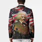 Frederick Douglass Blazer American Flag Background Powerful Quote Build Strong Children Civil Rights Tribute - African Pride