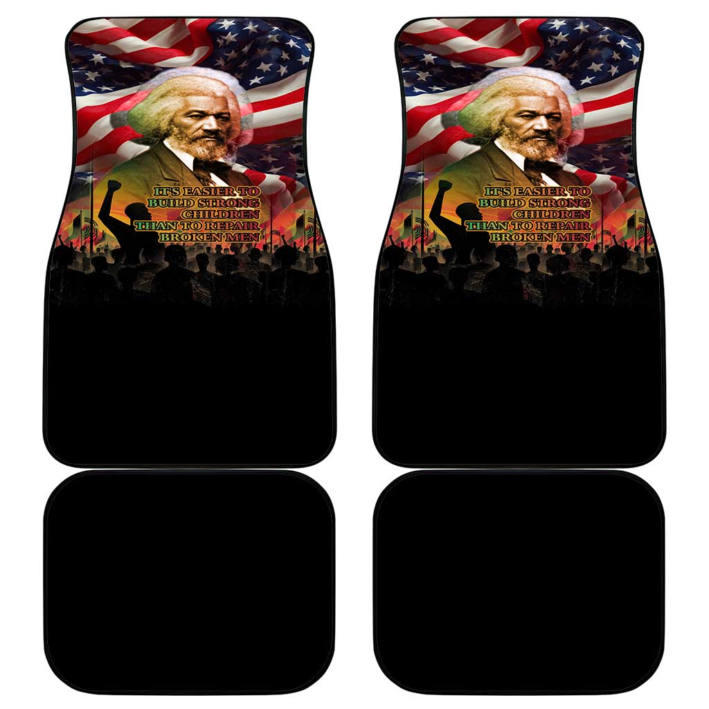 Frederick Douglass Car Mats American Flag Background Powerful Quote Build Strong Children Civil Rights Tribute - African Pride