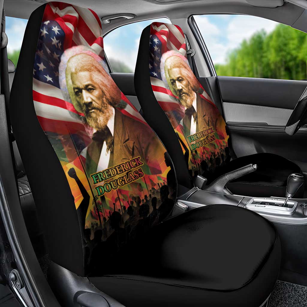 Frederick Douglass Car Seat Cover American Flag Background Powerful Quote Build Strong Children Civil Rights Tribute - African Pride