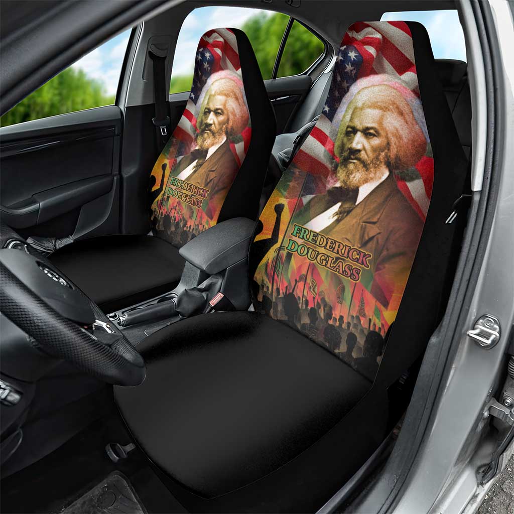 Frederick Douglass Car Seat Cover American Flag Background Powerful Quote Build Strong Children Civil Rights Tribute - African Pride