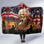 Frederick Douglass Hooded Blanket American Flag Background Powerful Quote Build Strong Children Civil Rights Tribute - African Pride