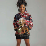 Frederick Douglass Hoodie Dress American Flag Background Powerful Quote Build Strong Children Civil Rights Tribute - African Pride
