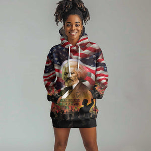 Frederick Douglass Hoodie Dress American Flag Background Powerful Quote Build Strong Children Civil Rights Tribute - African Pride
