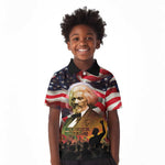 Frederick Douglass Kid Polo Shirt American Flag Background Powerful Quote Build Strong Children Civil Rights Tribute TS04