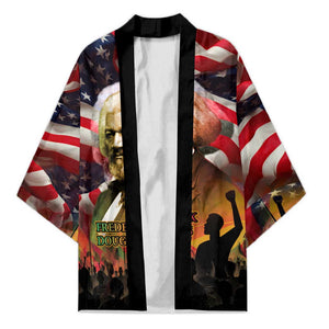 Frederick Douglass Kimono American Flag Background Powerful Quote Build Strong Children Civil Rights Tribute - African Pride