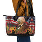 Frederick Douglass Leather Tote Bag American Flag Background Powerful Quote Build Strong Children Civil Rights Tribute - African Pride