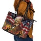 Frederick Douglass Leather Tote Bag American Flag Background Powerful Quote Build Strong Children Civil Rights Tribute - African Pride