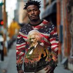 Frederick Douglass Long Sleeve Shirt American Flag Background Powerful Quote Build Strong Children Civil Rights Tribute - African Pride