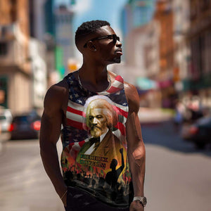Frederick Douglass Men Tank Top American Flag Background Powerful Quote Build Strong Children Civil Rights Tribute - African Pride