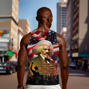 Frederick Douglass Men Tank Top American Flag Background Powerful Quote Build Strong Children Civil Rights Tribute - African Pride