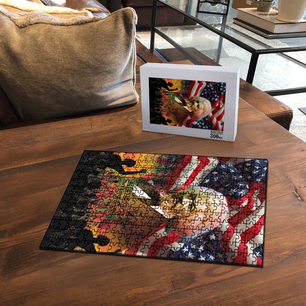 Frederick Douglass Puzzle American Flag Background Powerful Quote Build Strong Children Civil Rights Tribute - African Pride