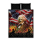 Frederick Douglass Quilt Bed Set American Flag Background Powerful Quote Build Strong Children Civil Rights Tribute - African Pride