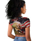 Frederick Douglass Raglan Cropped T shirt American Flag Background Powerful Quote Build Strong Children Civil Rights Tribute TS04