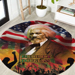 Frederick Douglass Round Carpet American Flag Background Powerful Quote Build Strong Children Civil Rights Tribute - African Pride